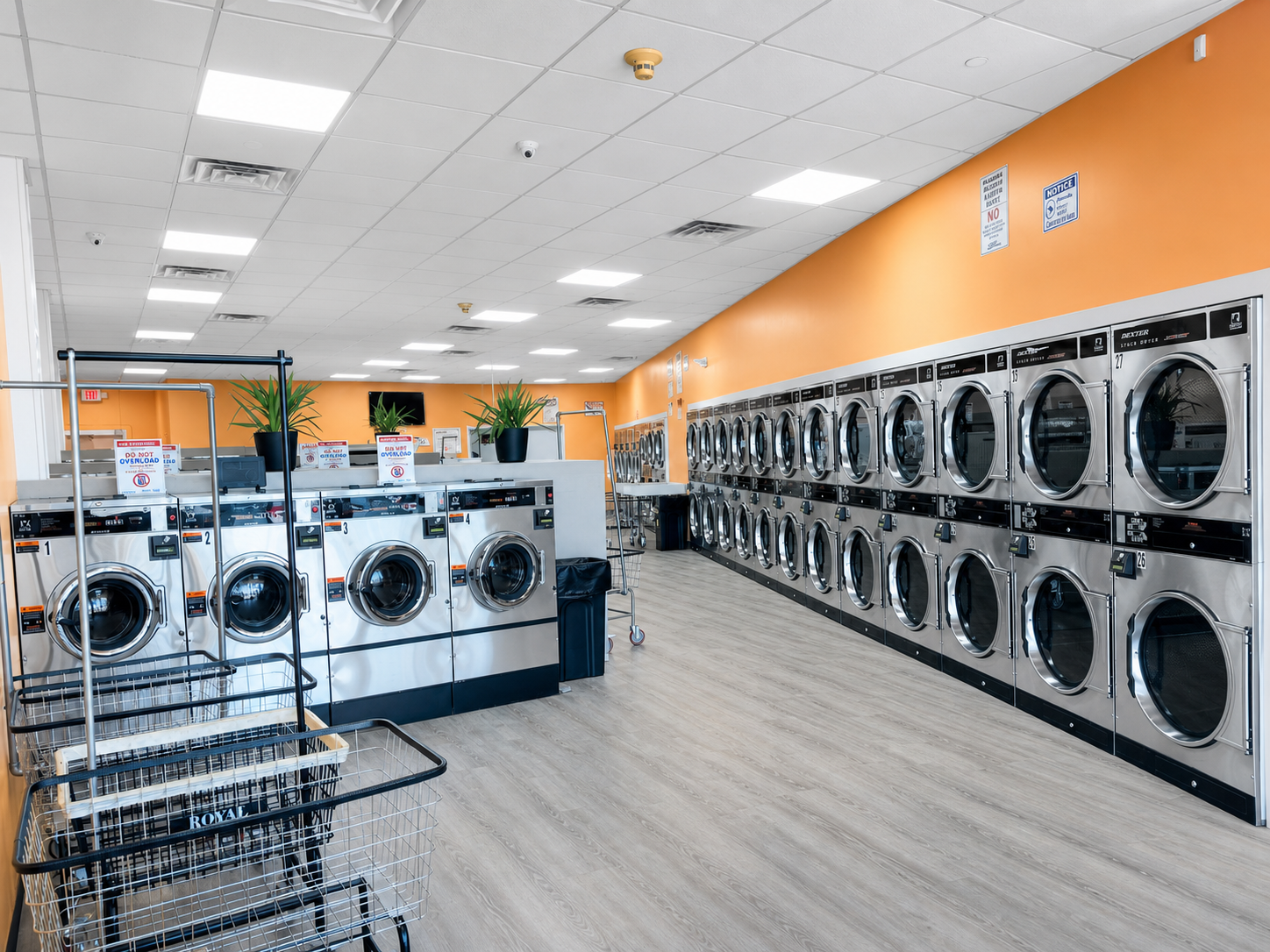 Large-capacity laundry machines for commercial service